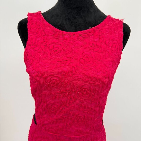 ABS Prom Maxi Dress Womens M Sleeveless Pink Lace‎ Mesh Fit Flare Mermaid Girlie - Picture 4 of 8